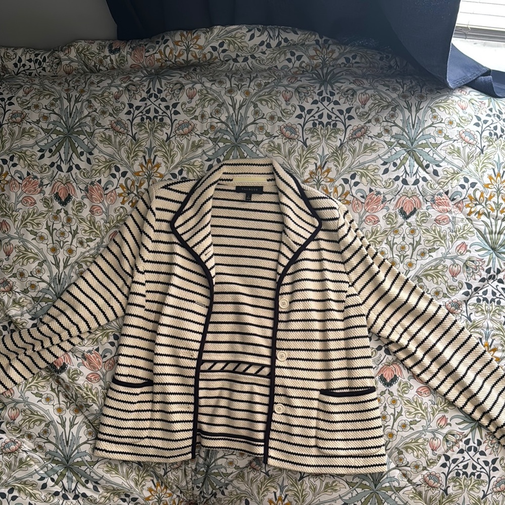 Talbots Black and Cream Striped Jacket